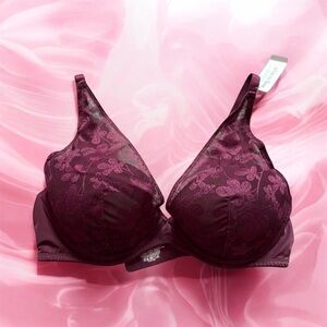 La Vie En Rose Floral Lace Bra in Rich Burgundy